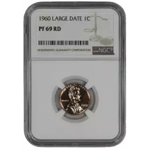 1960 LARGE DATE PROOF LINCOLN MEMORIAL CENT PENNY 1C NGC CERTIFIED PF 69 RD