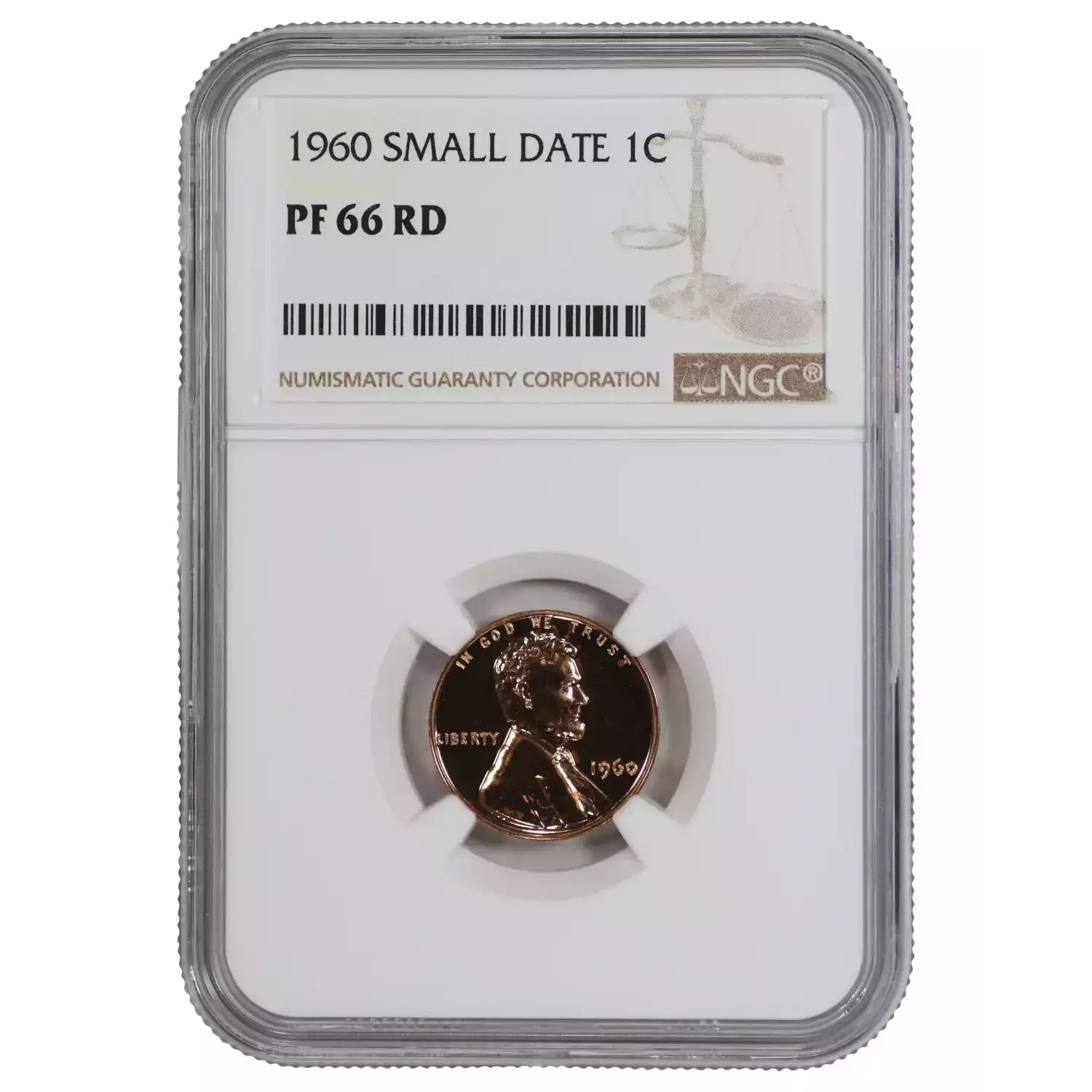 1960 SMALL DATE PROOF LINCOLN MEMORIAL CENT PENNY 1C NGC CERTIFIED PF 66 RD