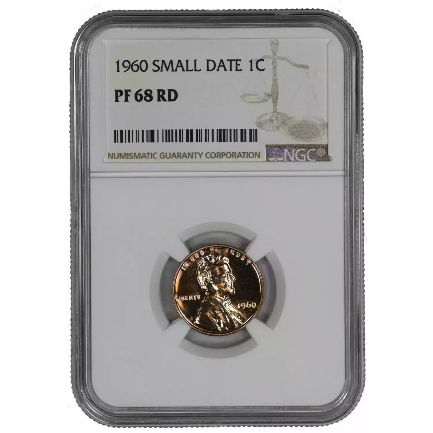 1960 SMALL DATE PROOF LINCOLN MEMORIAL CENT PENNY 1C NGC CERTIFIED PF 68 RD