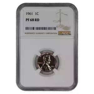 1961 PROOF LINCOLN MEMORIAL CENT PENNY 1C NGC CERTIFIED PF 68 RD