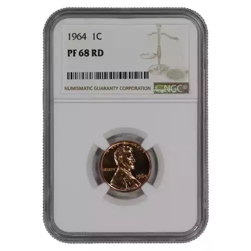 1964 PROOF LINCOLN MEMORIAL CENT PENNY 1C NGC CERTIFIED PF 68 RD