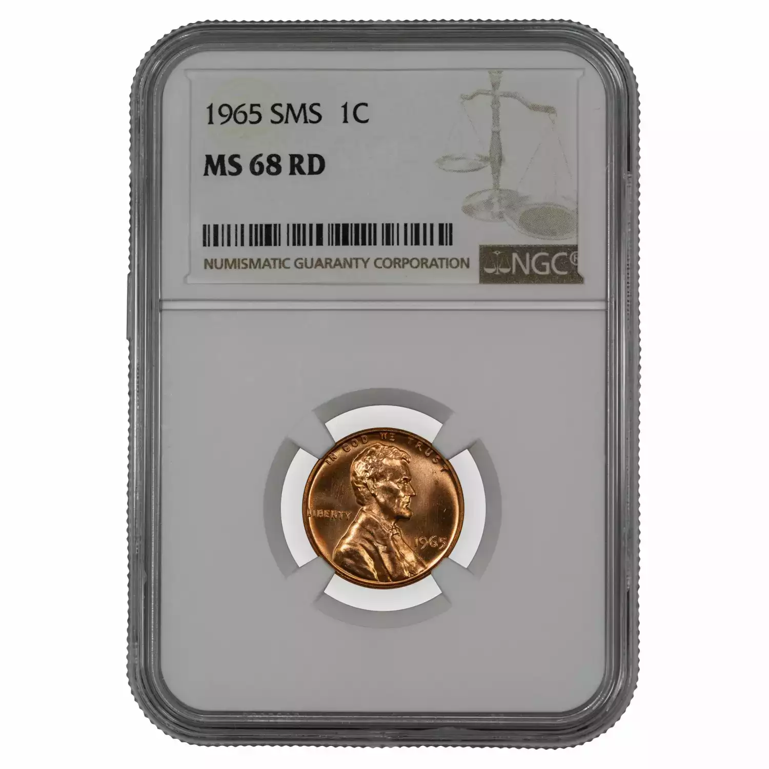 1965 SMS LINCOLN MEMORIAL CENT PENNY 1C NGC CERTIFIED MS 68 RD
