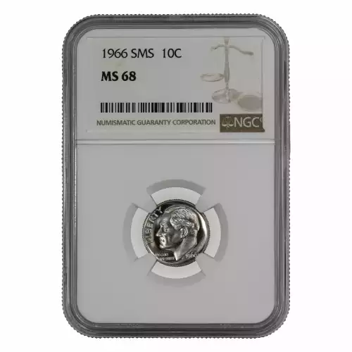 1966 SMS ROOSEVELT DIME 10C NGC CERTIFIED MS 68