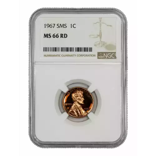 1967 SMS LINCOLN MEMORIAL CENT PENNY 1C NGC CERTIFIED MS 66 RD