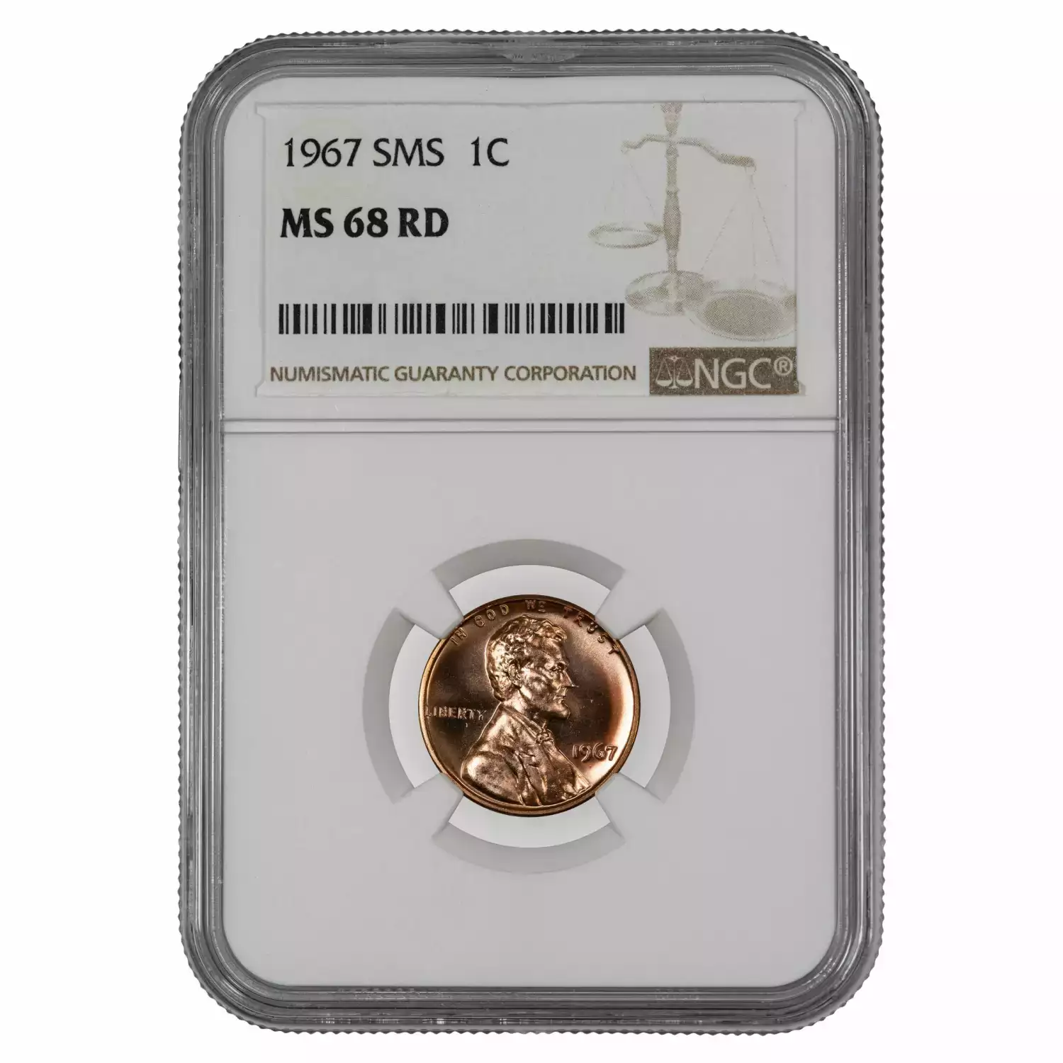 1967 SMS LINCOLN MEMORIAL CENT PENNY 1C NGC CERTIFIED MS 68 RD
