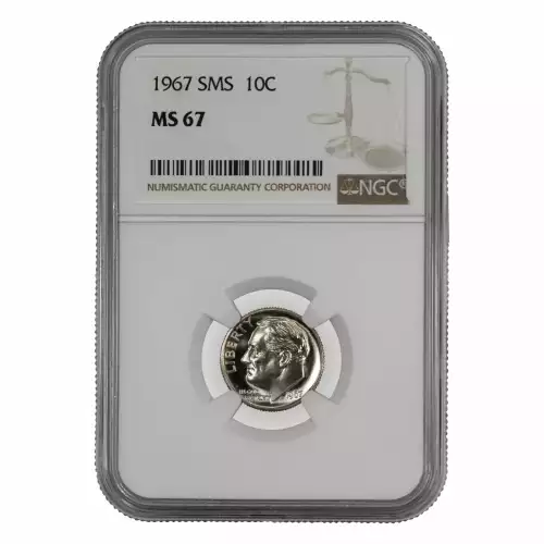 1967 SMS ROOSEVELT DIME 10C NGC CERTIFIED MS 67