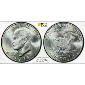 1971 S EISENHOWER IKE DOLLAR $1 SILVER PCGS CERTIFIED MS 67 MINT STATE UNC (264) (2)