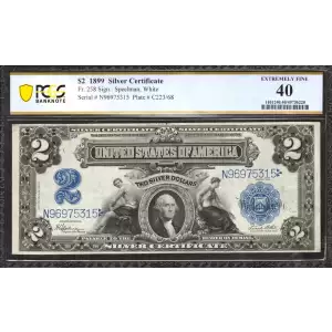 $2 1899 Blue Silver Certificates 258