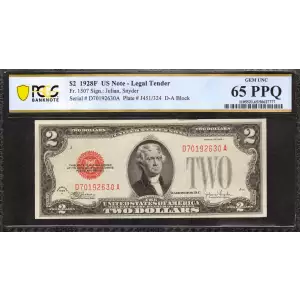 $2 1928-F red seal. Small Legal Tender Notes 1507