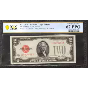 $2 1928-G red seal. Small Legal Tender Notes 1508