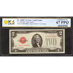 $2 1928-G red seal. Small Legal Tender Notes 1508