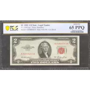 $2 1953 red seal. Small Legal Tender Notes 1509