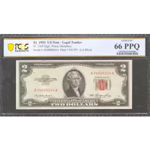 $2 1953 red seal. Small Legal Tender Notes 1509