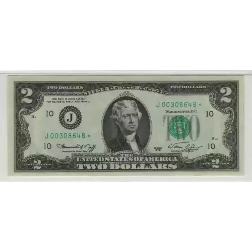 $2 1976 Green seal Small Size $2 Federal Reserve Notes 1935-J* (3)