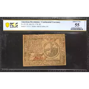 $2 July 22, 1776  CONTINENTAL CURRENCY CC-39