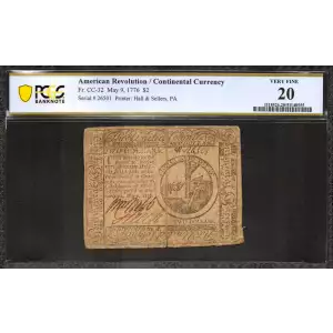 $2 May 9, 1776  CONTINENTAL CURRENCY CC-32