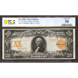 $20 1906 Gold Gold Certificates 1182