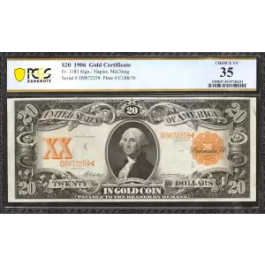 $20 1906 Gold Gold Certificates 1183