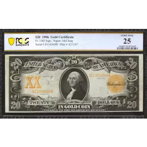 $20 1906 Gold Gold Certificates 1183