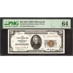 $20 1929 brown seal Small Federal Reserve Bank Notes 1870-I