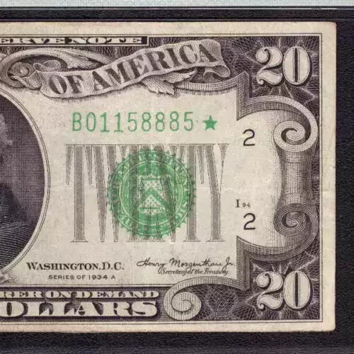 $20 1934-A. blue-Green seal. Small Size $20 Federal Reserve Notes 2055-B* (3)