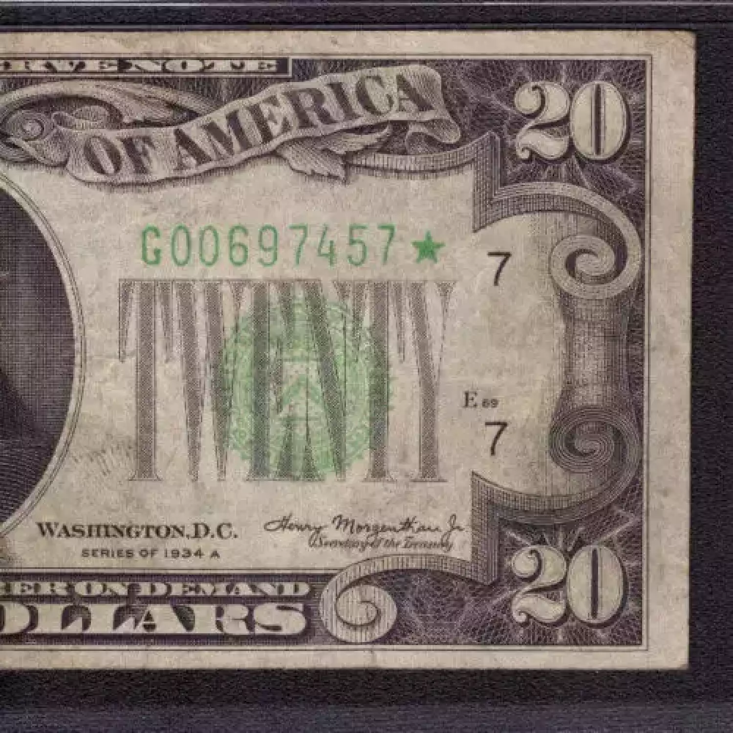 $20 1934-A. blue-Green seal. Small Size $20 Federal Reserve Notes 2055-G* (3)