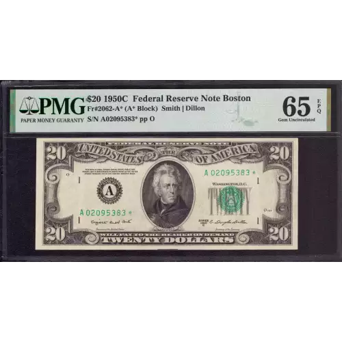 $20 1950-C. blue-Green seal. Small Size $20 Federal Reserve Notes 2062-A*
