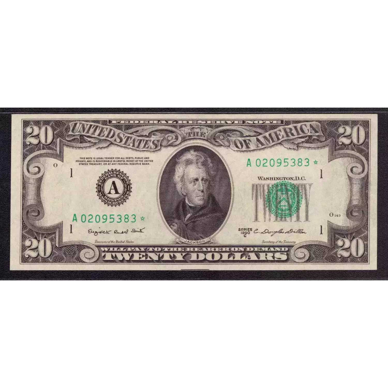 $20 1950-C. blue-Green seal. Small Size $20 Federal Reserve Notes 2062-A* (3)