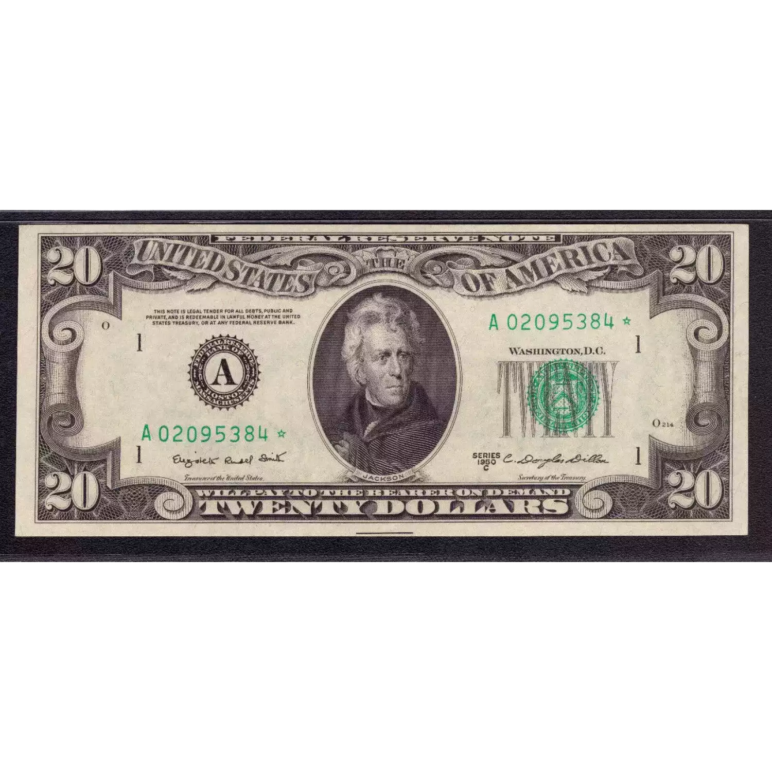 $20 1950-C. blue-Green seal. Small Size $20 Federal Reserve Notes 2062-A* (3)