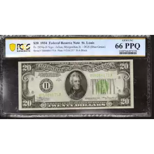 $20  blue-Green seal. Small Size $20 Federal Reserve Notes 2054a-H