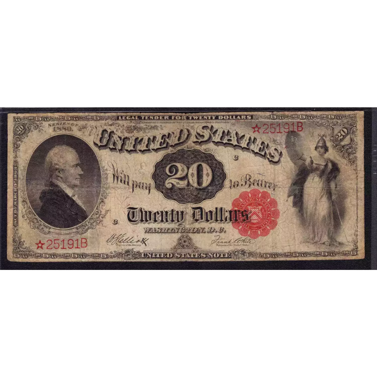 $20  Small Red, scalloped Legal Tender Issues 147m*