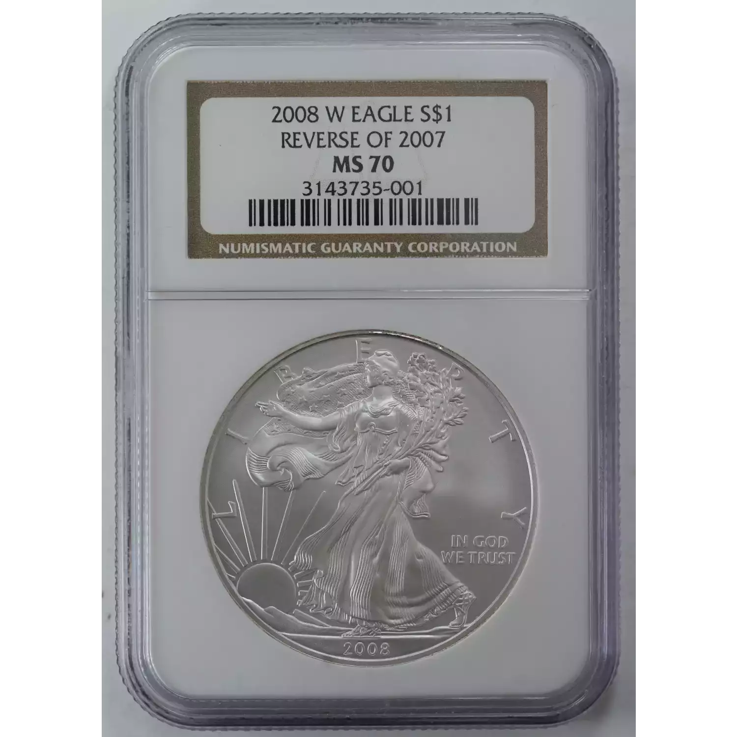 2008 W BURNISHED SILVER EAGLE REVERSE OF 2007  (3)