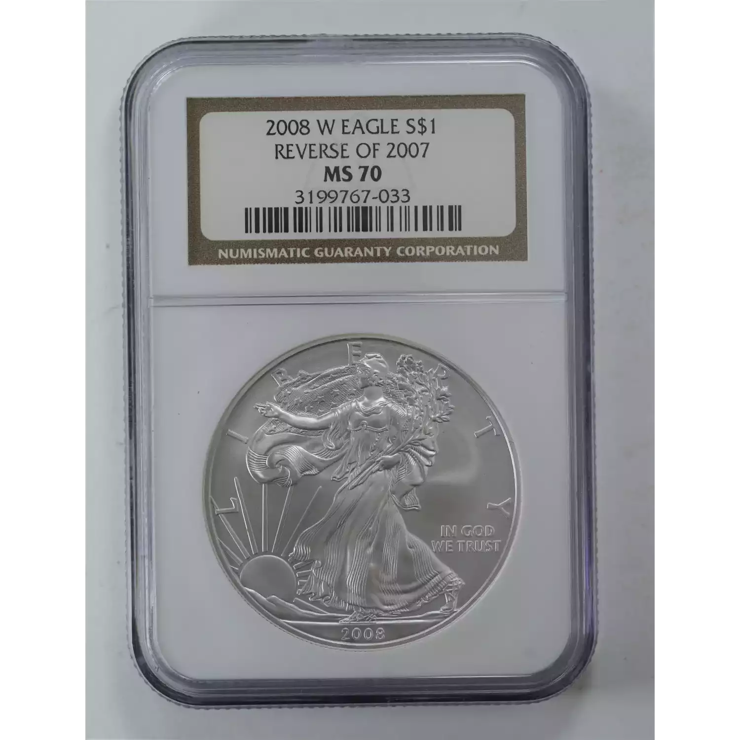 2008 W BURNISHED SILVER EAGLE REVERSE OF 2007  (2)