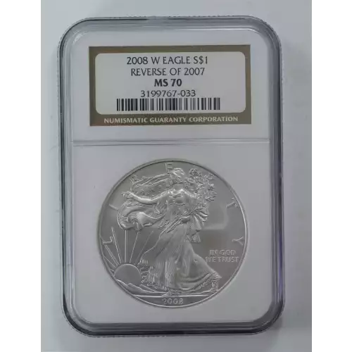 2008 W BURNISHED SILVER EAGLE REVERSE OF 2007  (2)