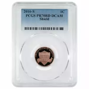 2016 S PROOF LINCOLN SHIELD CENT PENNY 1C PCGS CERTIFIED PR 70 RD DCAM DEEP CAM (3)