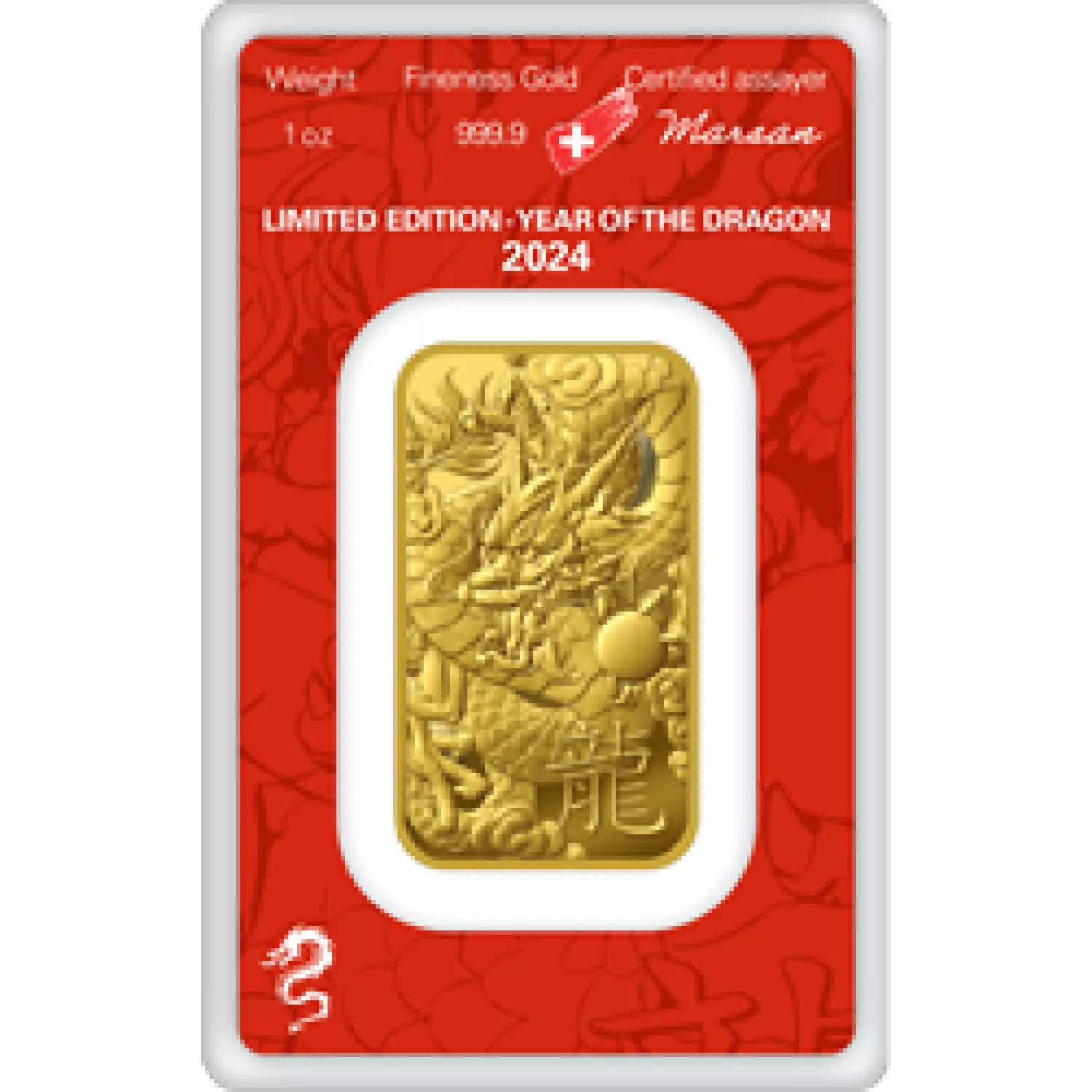 2024 1 oz Argor-Heraeus Gold Bar - Year of the Dragon (2)