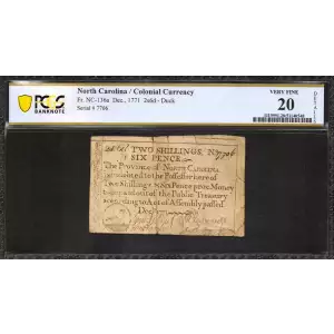 2s6d December, 1771 COLONIAL CURRENCY NC-136a