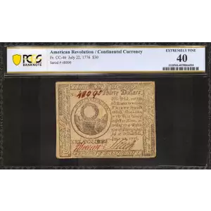 $30 July 22, 1776  CONTINENTAL CURRENCY CC-46