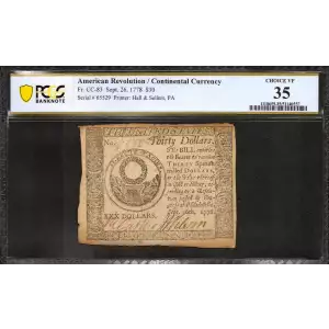 $30 September 26, 1778  CONTINENTAL CURRENCY CC-83