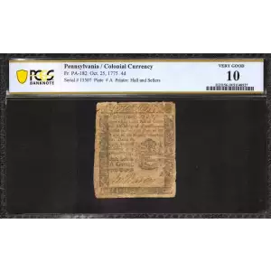 4d October 25, 1775  COLONIAL CURRENCY PA-182