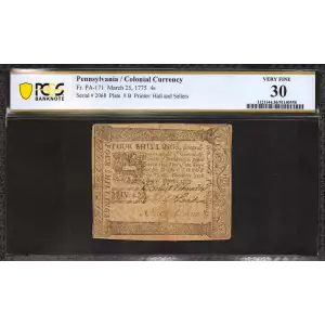 4s March 25, 1775 COLONIAL CURRENCY PA-171