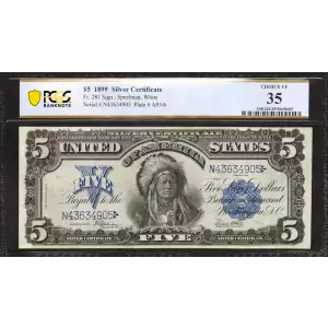 $5 1899 Blue Silver Certificates 281