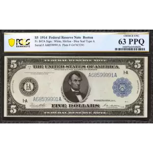 $5 1914 Red Seal Federal Reserve Notes 847A