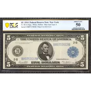 $5 1914 Red Seal Federal Reserve Notes 851A