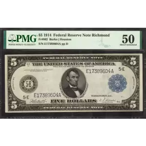 $5 1914 Red Seal Federal Reserve Notes 862