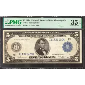 $5 1914 Red Seal Federal Reserve Notes 877 (2)