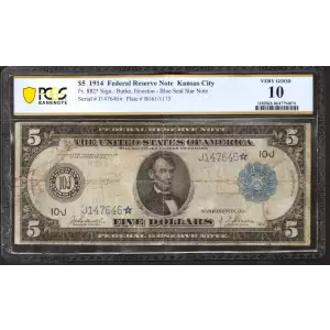 $5 1914 Red Seal Federal Reserve Notes 882*