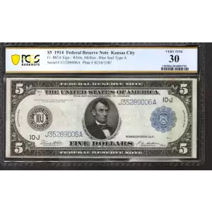 $5 1914 Red Seal Federal Reserve Notes 883A