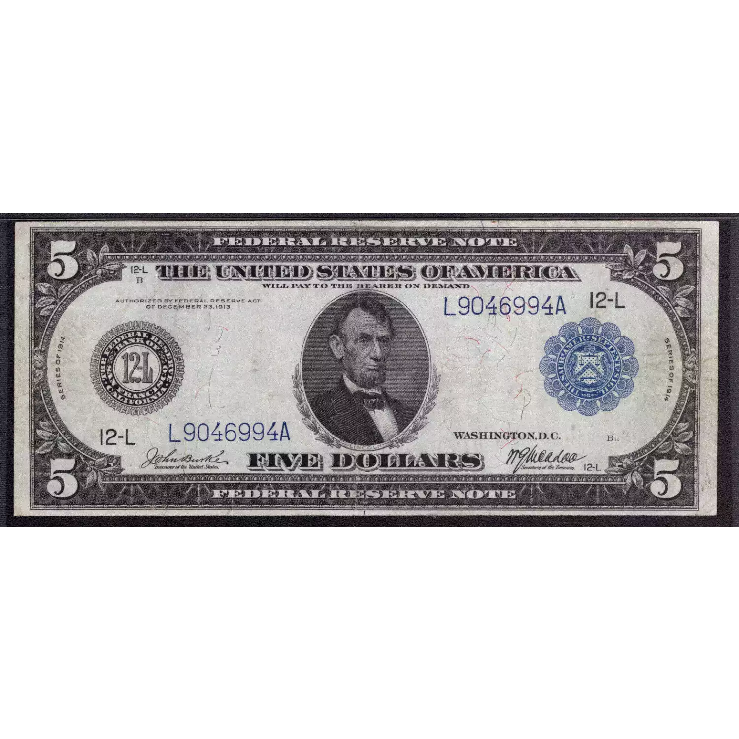 $5 1914 Red Seal Federal Reserve Notes 888 (3)