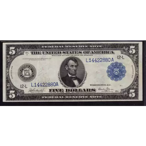 $5 1914 Red Seal Federal Reserve Notes 889 (3)